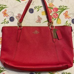 COACH AVA TOTE (COACH F57526) Red and Gold
